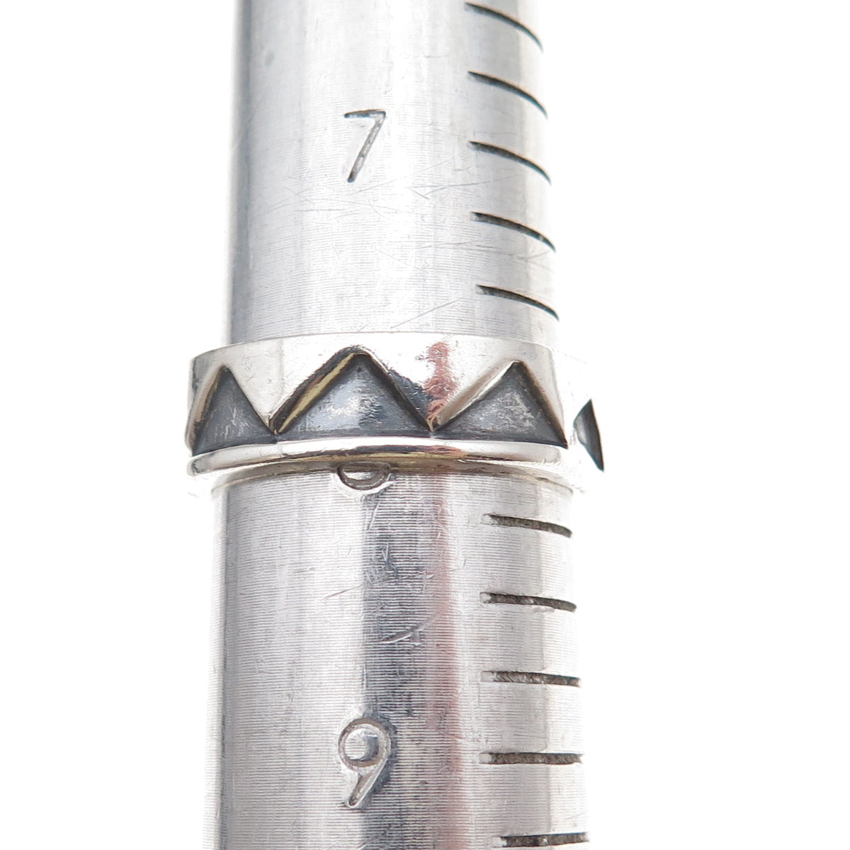 925 Sterling Silver Vintage Mexico Modernist Zig Zag Oxidized Band Ring Size 8