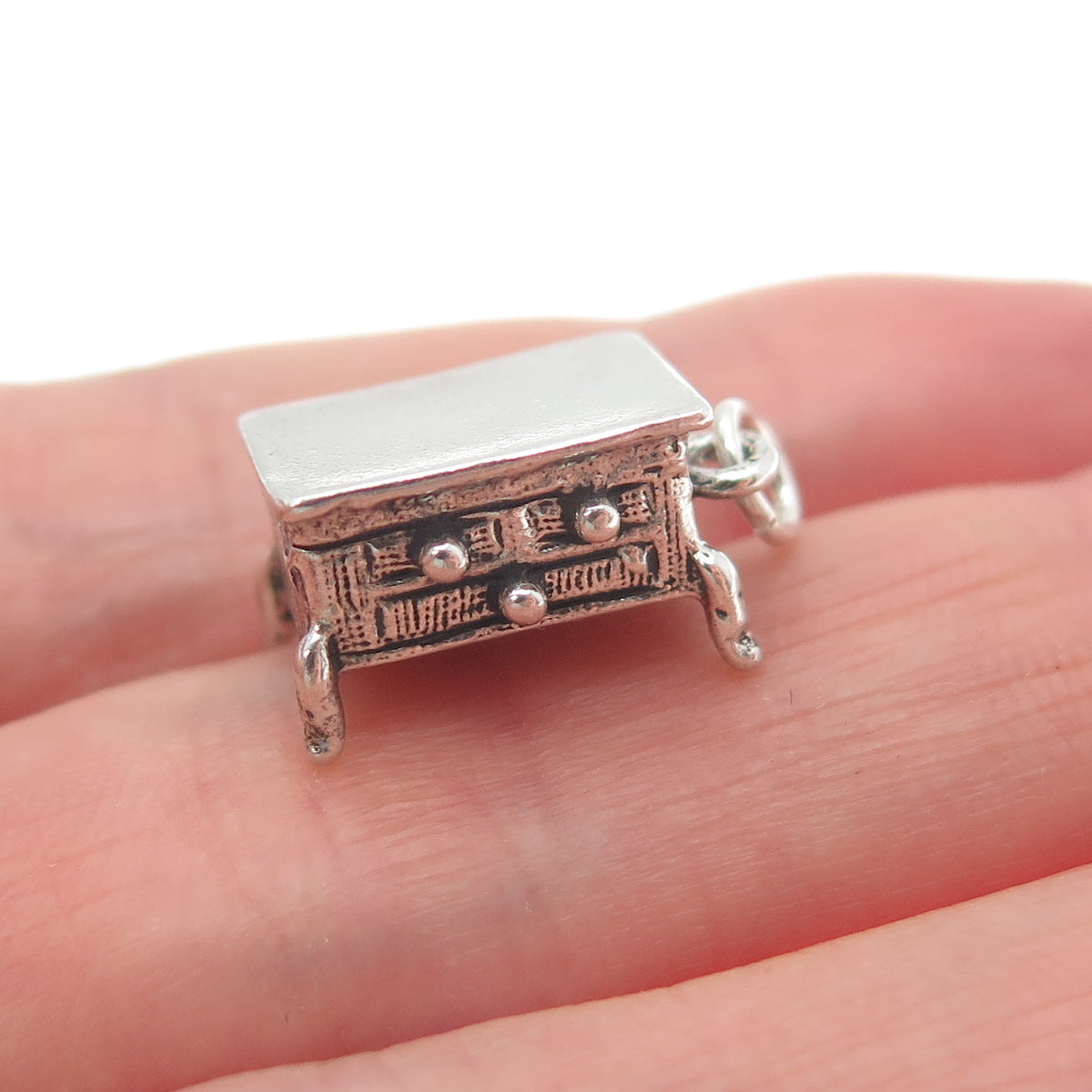 925 Sterling Silver Vintage Chest of Drawers Minimalist 3D Charm Pendant