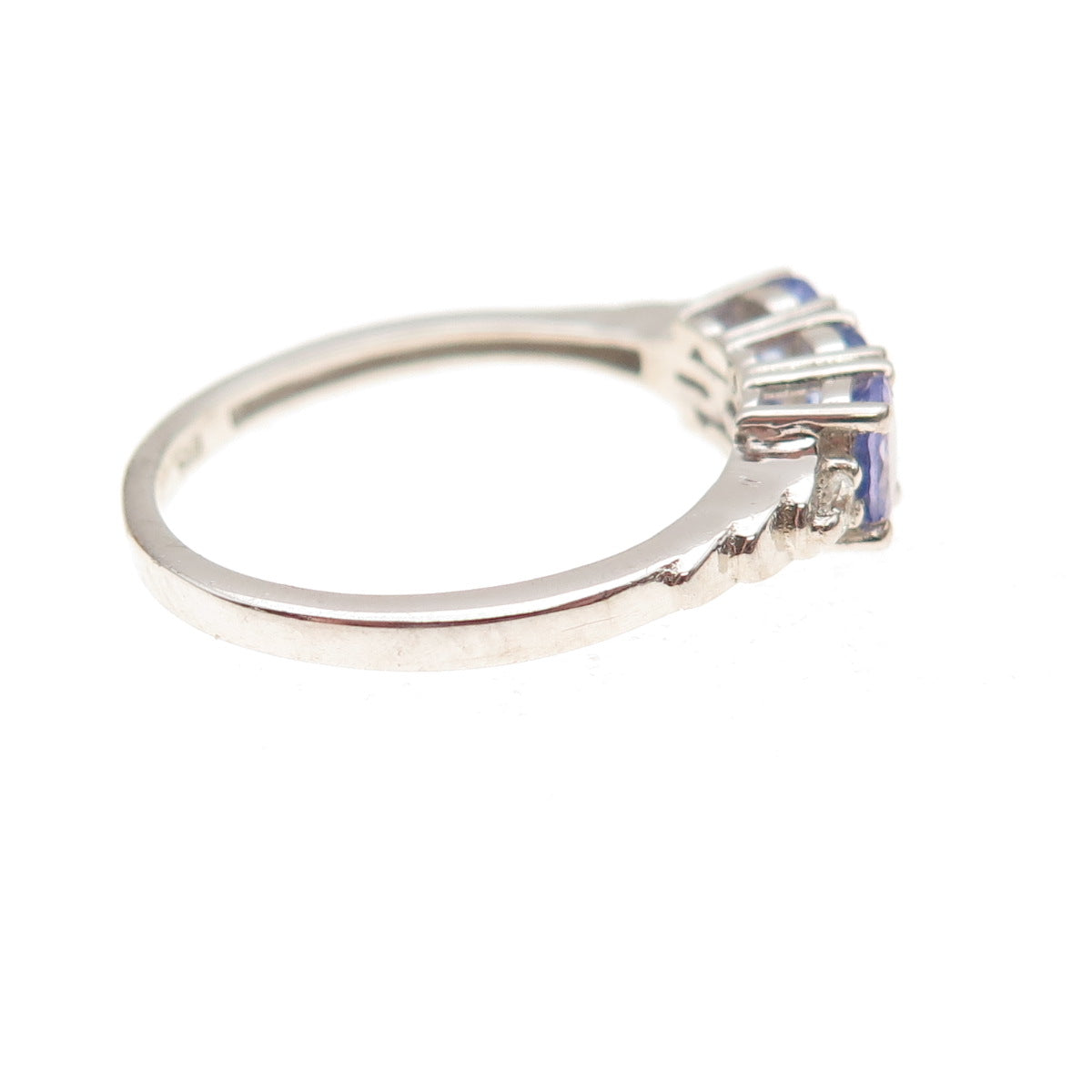 Chuck Clemency 925 Sterling Silver Real Tanzanite & White Topaz Ring Size 8