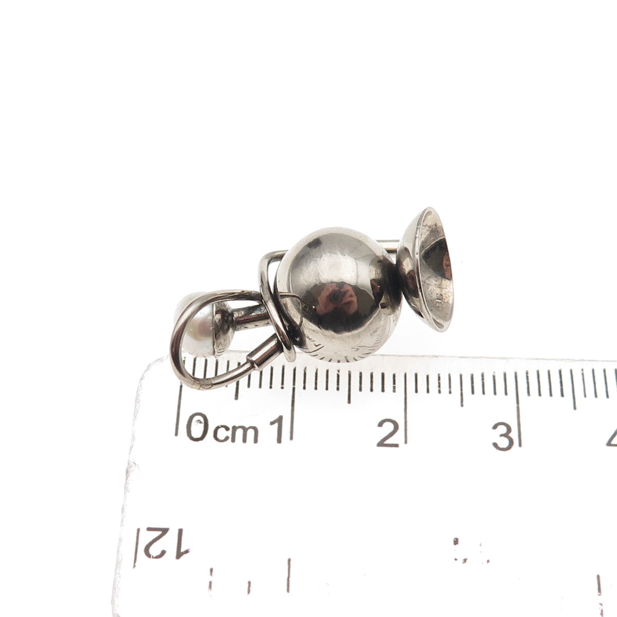 925 Sterling Silver Antique Art Deco Real Pearl Hookah 3D Charm Pendant