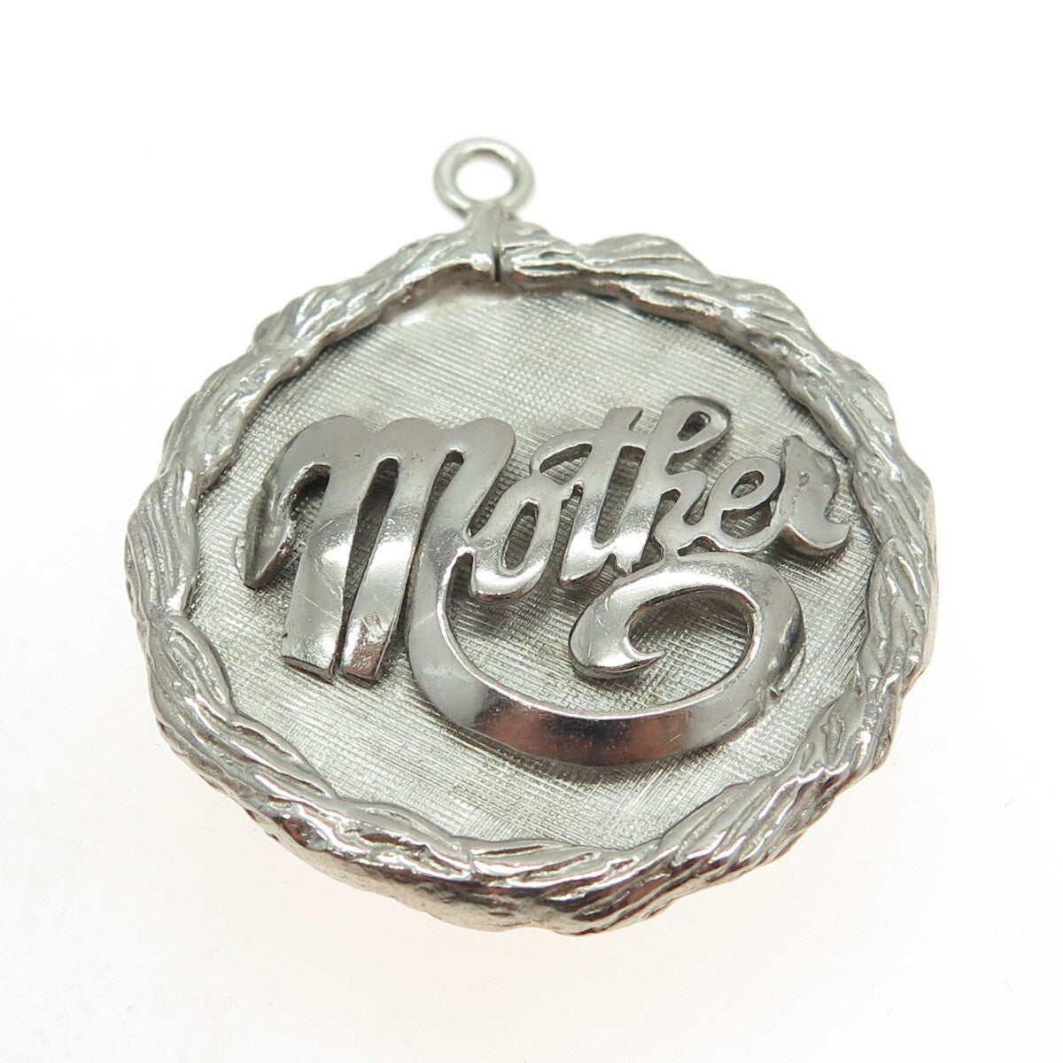 925 Sterling Silver Antique Art Deco "Mother" Textured Pendant