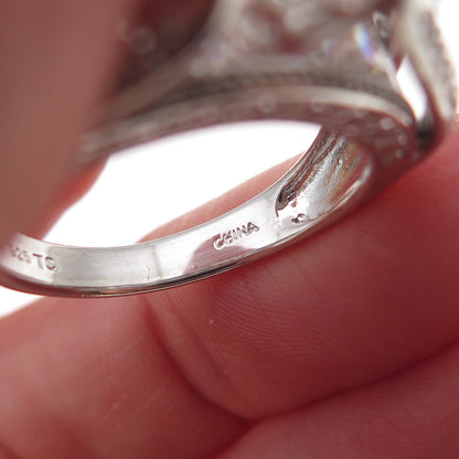 925 Sterling Silver Round-Cut C Z Engagement Ring Size 8.75