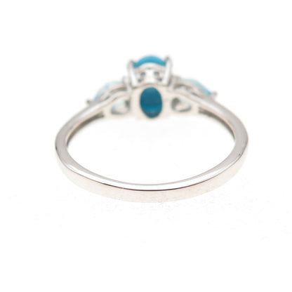 Chuck Clemency 925 Sterling Silver Real Turquoise & Blue Topaz Ring Size 8.25