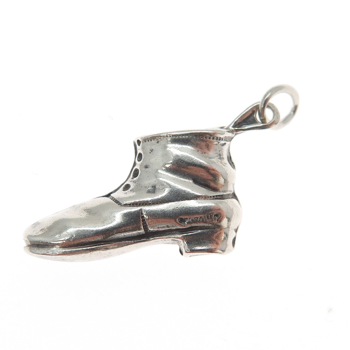 925 Sterling Silver Antique Art Deco Boot Shoe Minimalist 3D Charm Pendant