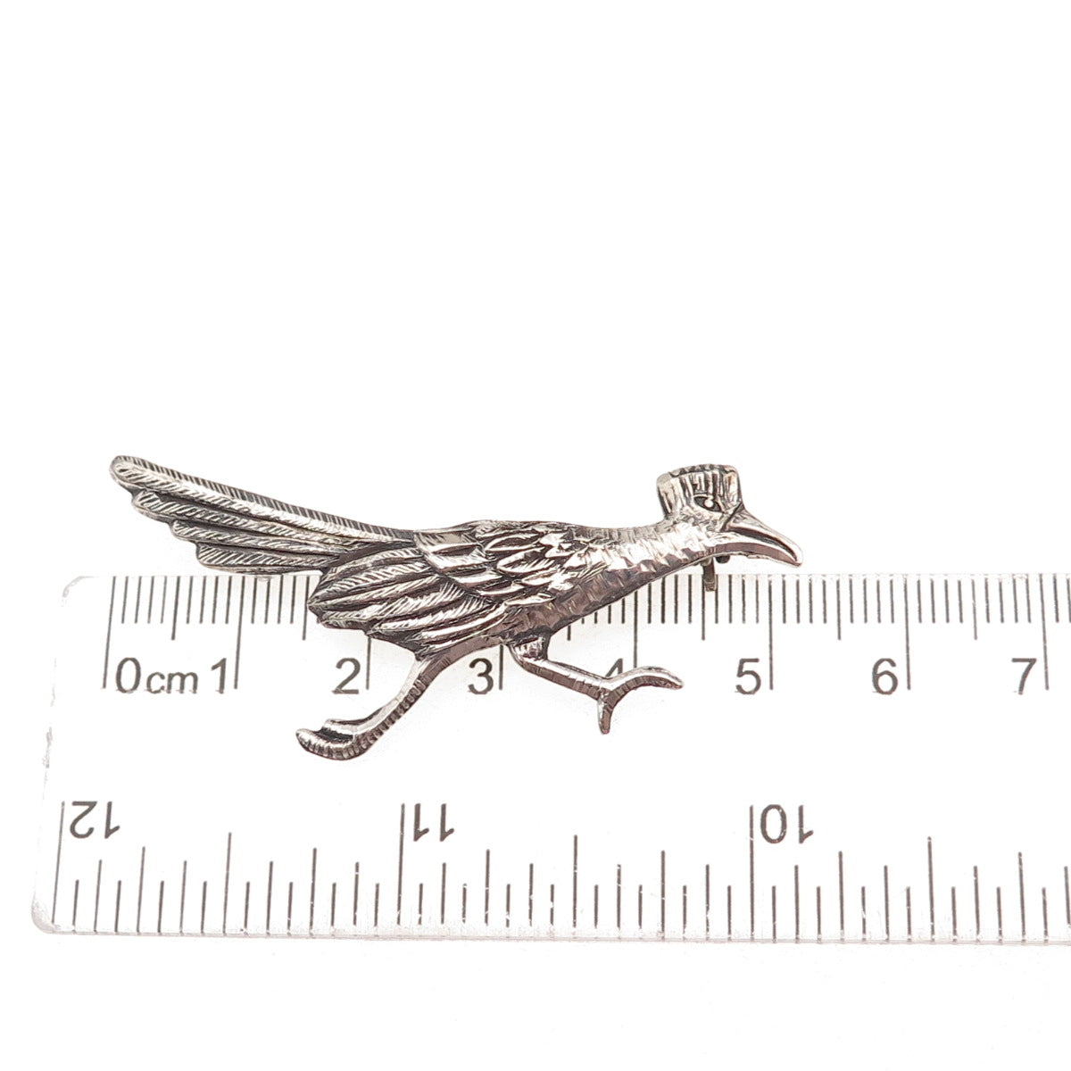 925 Sterling Silver Vintage Mexico Roadrunner Bird Oxidized Pin Brooch