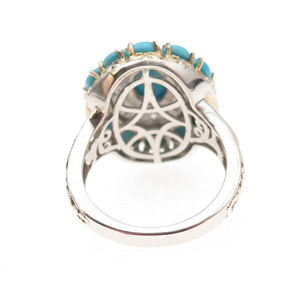 Chuck Clemency Sterling Silver 2-Tone Real Turquoise & Tanzanite Ring Size 8.25