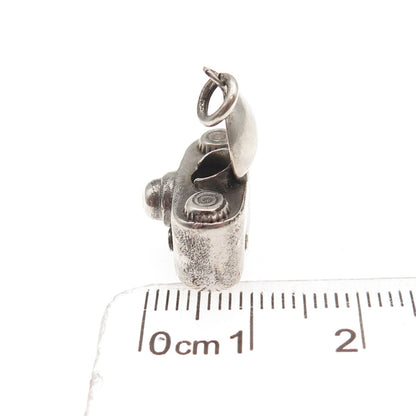 925 Sterling Silver Antique Art Deco Camera Zippo Lighter 3D Mini Charm Pendant