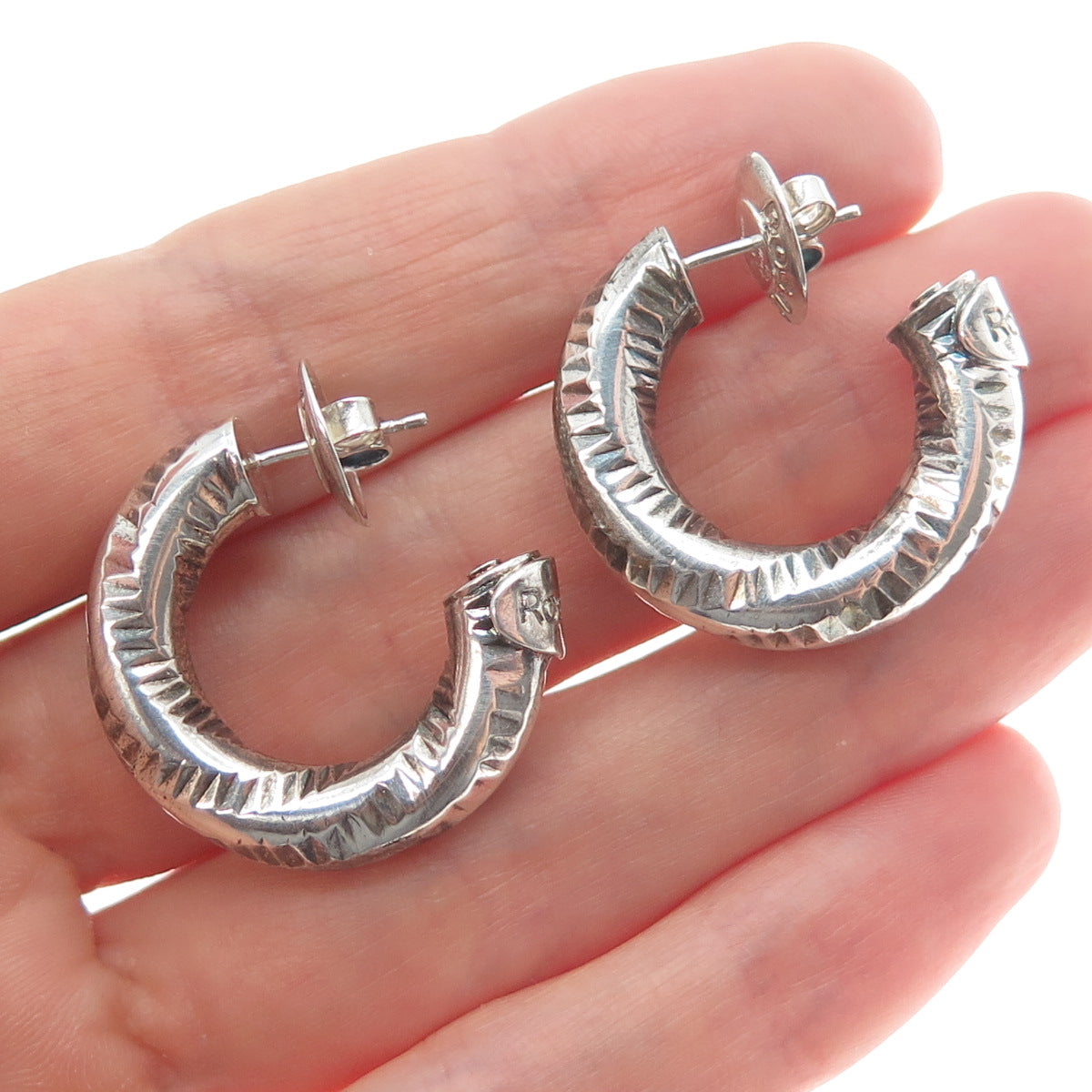 ROSATO 925 Sterling Silver Vintage Italy Oxidized Half Hoop Earrings