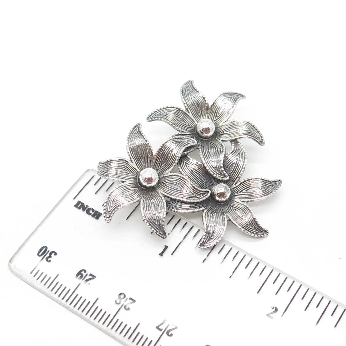 925 Sterling Silver Antique Art Deco Beau Flower Blossom Pin Brooch