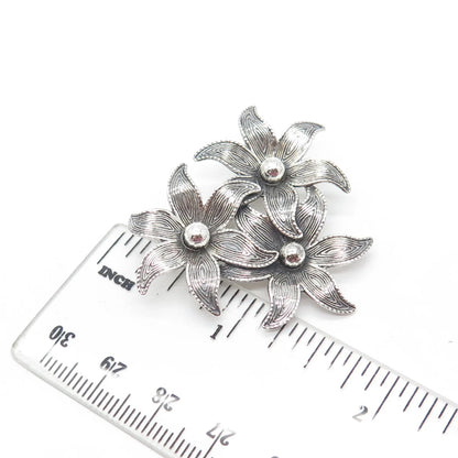 925 Sterling Silver Antique Art Deco Beau Flower Blossom Pin Brooch