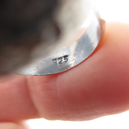 925 Sterling Vintage Modernist Hammered Hollow Dome Oxidized Ring Size 5.25