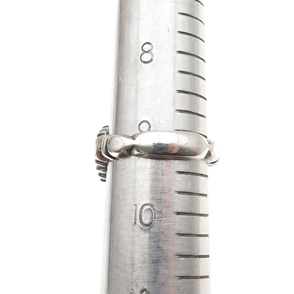 925 Sterling Silver Vintage Real Clear Quartz Modernist Oxidized Ring Size 9.25