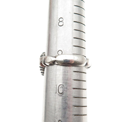 925 Sterling Silver Vintage Real Clear Quartz Modernist Oxidized Ring Size 9.25