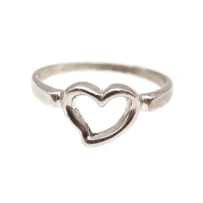 925 Sterling Silver Open Heart Ring Size 9
