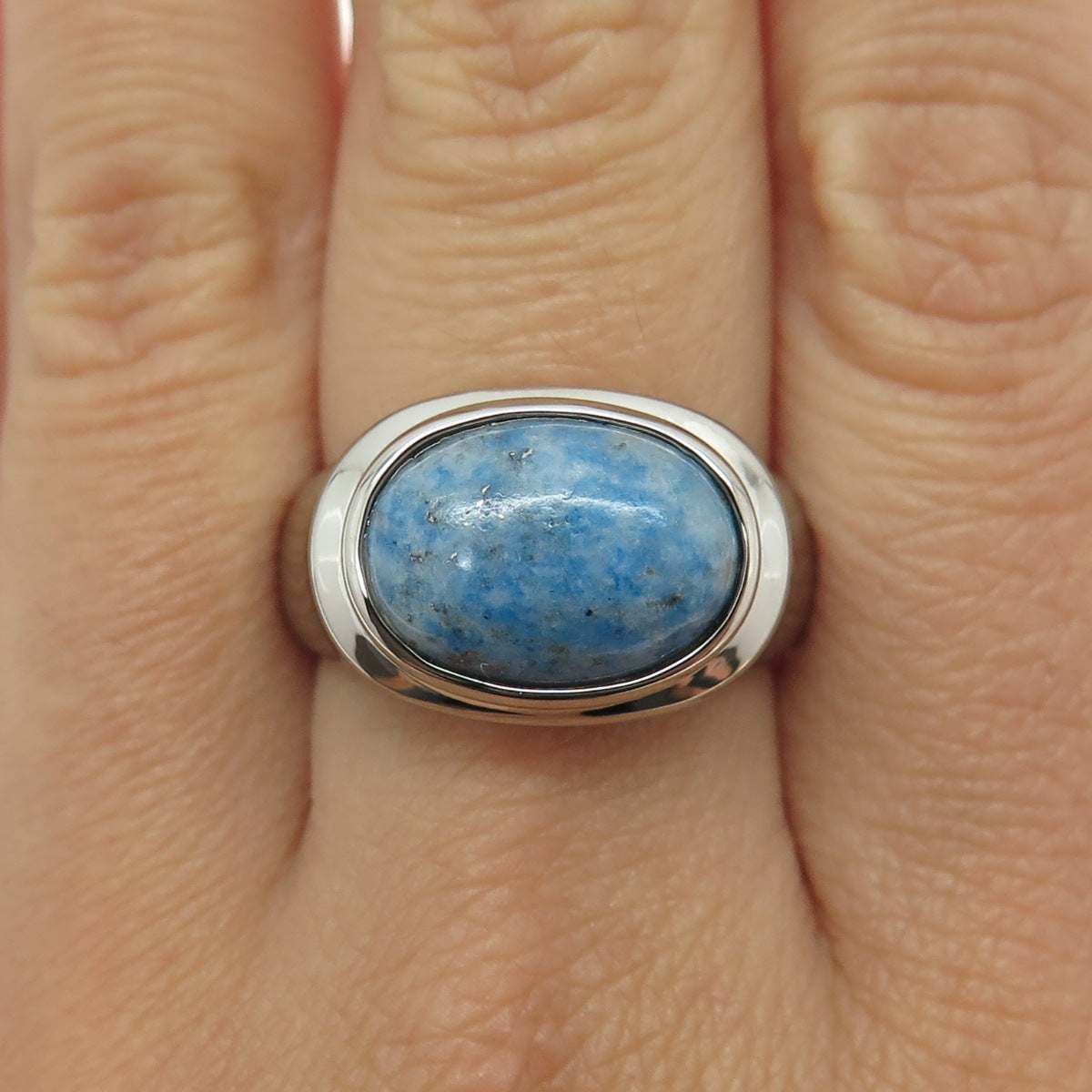 925 Sterling Silver Vintage Real Cabochon Denim Lapis Ring Size 9