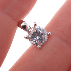 925 Sterling Silver Round-Cut C Z Mini Charm Pendant
