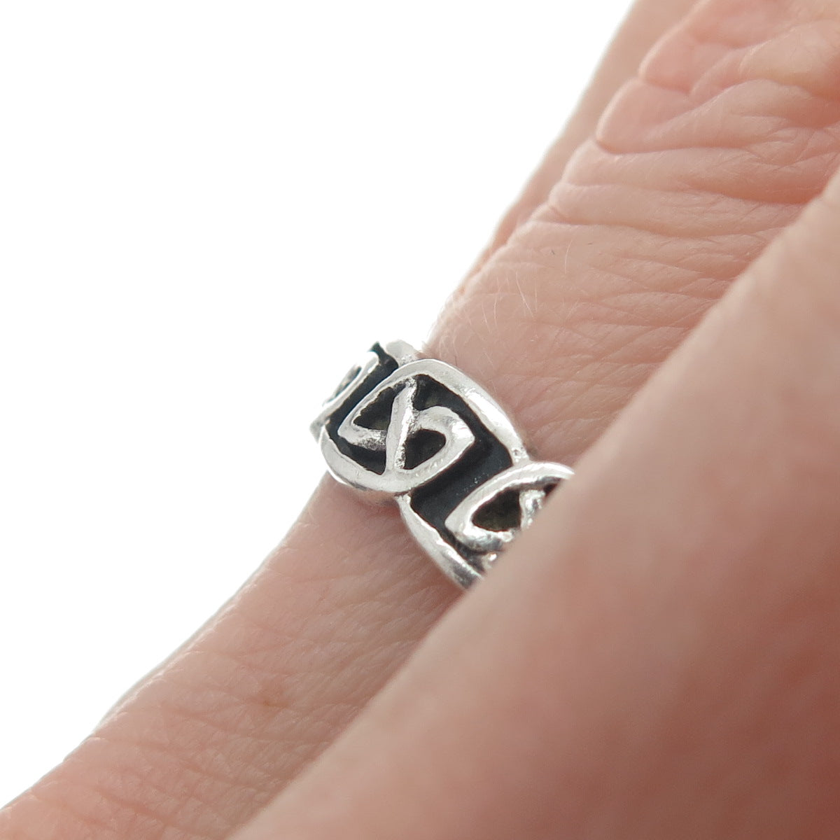 PETER STONE 925 Sterling Silver Vintage Viking / Celtic Knot Band Ring Size 8.5