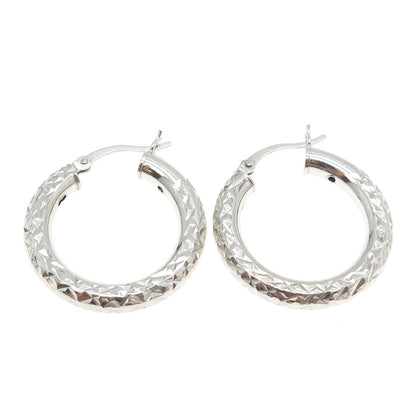 925 Sterling Silver Diamond-Cut Hoop Earrings