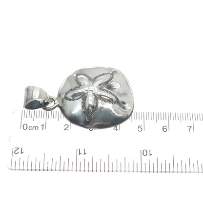 925 Sterling Silver Vintage Mexico Sand Dollar Oxidized Pendant