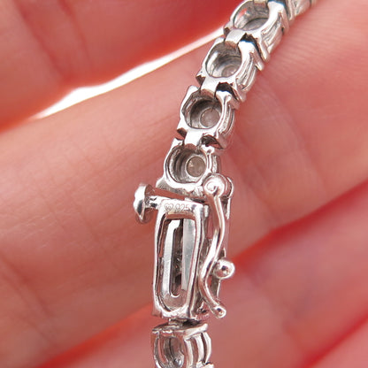 Vicky Jousan 925 Sterling Silver Real Diamond Tennis Link Bracelet 7.25"