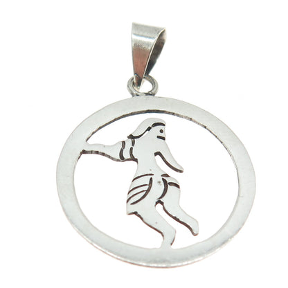 925 Sterling Silver Vintage Mexico Tribal Man Pendant