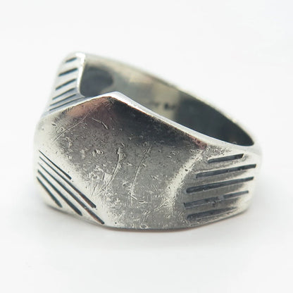 925 Sterling Silver Vintage Bayama Striped Modernist Ring Size 7.75