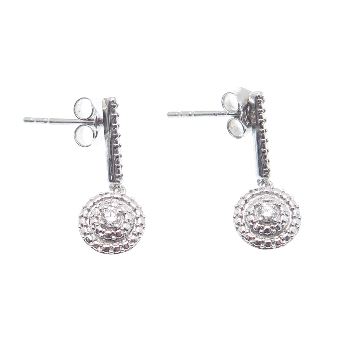 RL RICHLINE 925 Sterling Silver Real Round-Cut Diamond Accent Drop Earrings