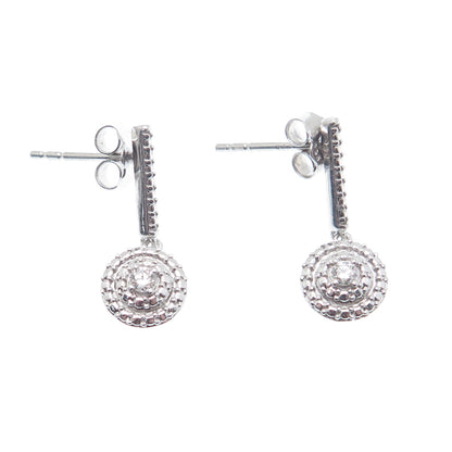 RL RICHLINE 925 Sterling Silver Real Round-Cut Diamond Accent Drop Earrings
