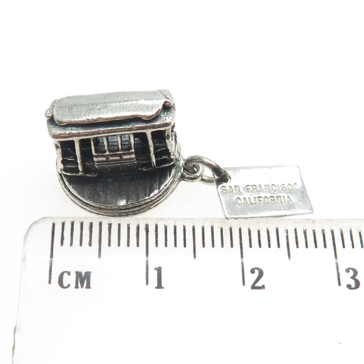 BELL TRADING 925 Sterling Silver Vintage SF Cable Car Minimalist Charm Pendant