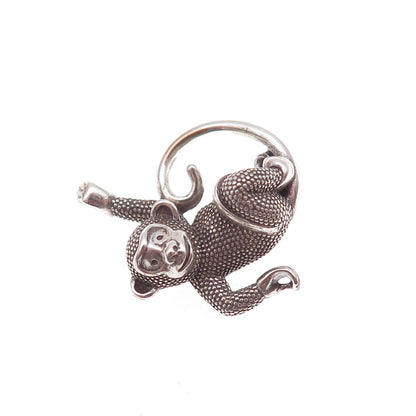 925 Sterling Silver Vintage Monkeying Around Oxidized 3D Charm Pendant