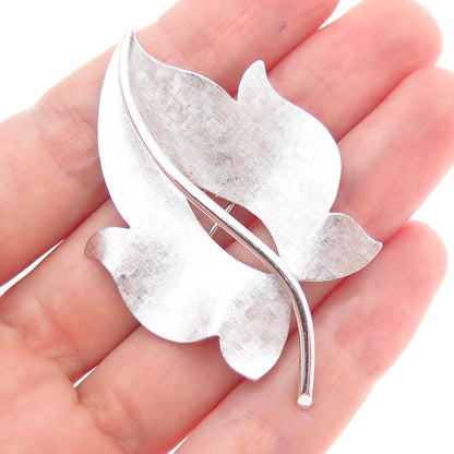 VAN DELL 925 Sterling Silver Vintage Modenrist Floral Leaf Pin Brooch