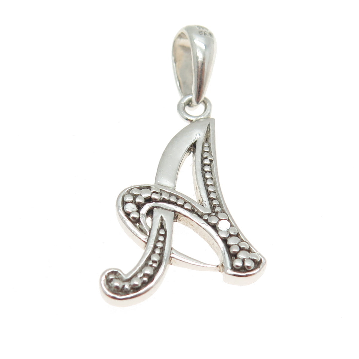 925 Sterling Silver Real Round-Cut Diamond Letter "A" Initial Pendant