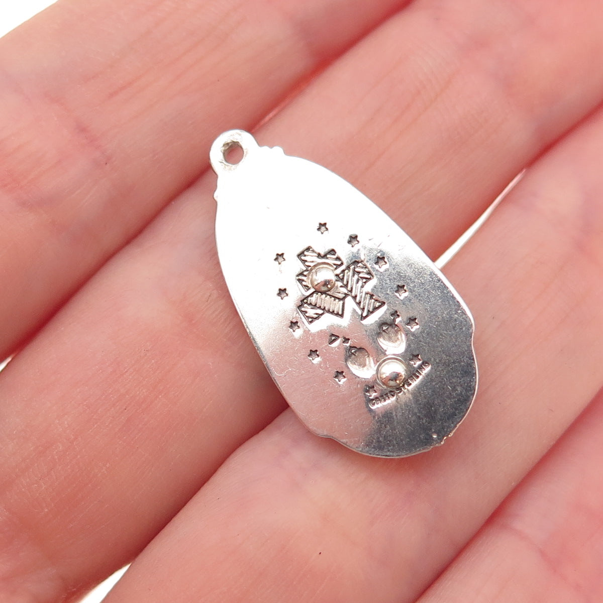 Creed 925 Sterling Silver Vintage St. Mary Miraculous Oxidized Charm Pendant