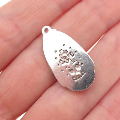 Creed 925 Sterling Silver Vintage St. Mary Miraculous Oxidized Charm Pendant