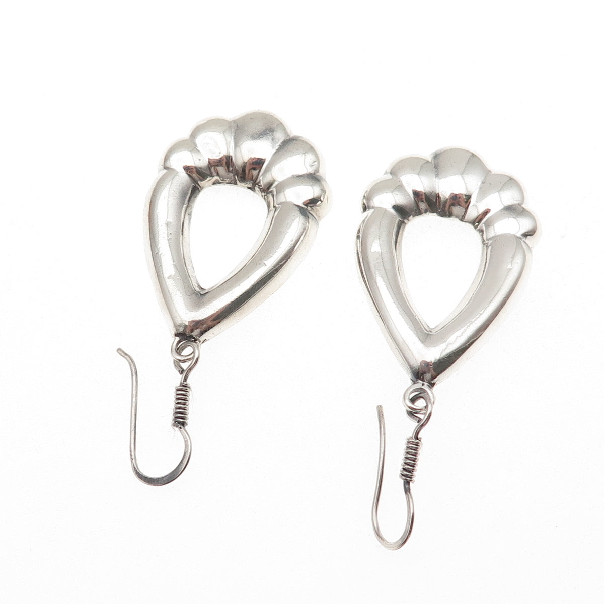 925 Sterling Silver Vintage Mexico Modernist Teardrop Dangle Earrings