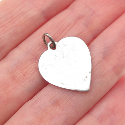 WELLS 925 Sterling Silver Vintage Engraved Karen Heart Mini Charm Pendant