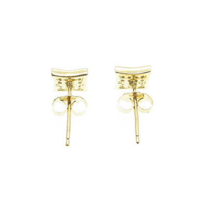 925 Sterling Silver Gold Plated Round-Cut C Z Princess Square Stud Earrings