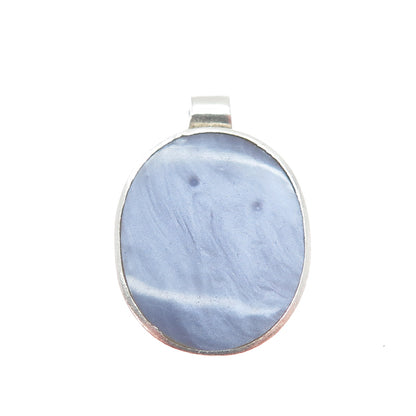 925 Sterling Silver Vintage Real Lavender Mother-of-Pearl Charm Pendant