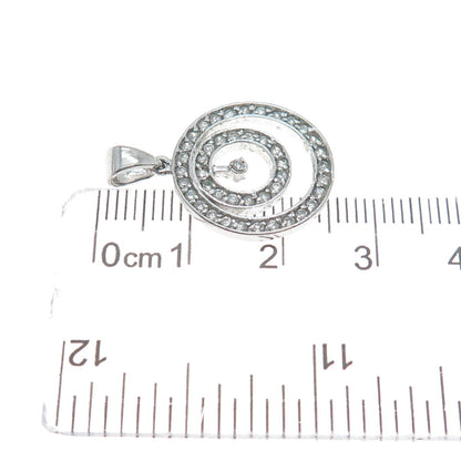 925 Sterling Silver Vintage Rhinestone Double Circle of Life Charm Pendant