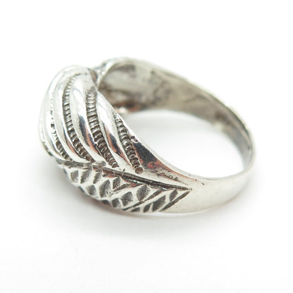 925 Sterling Silver Vintage Twisted Ribbed Pattern Dome Ring Size 7
