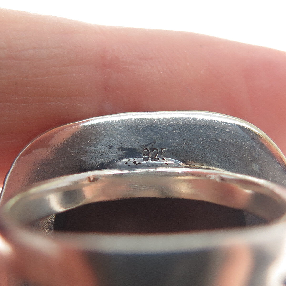 925 Sterling Silver Vintage Real Cushion-Cut Purple Jasper Oxidized Ring Size 8