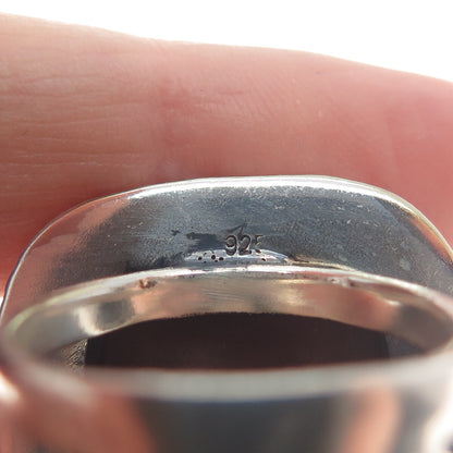 925 Sterling Silver Vintage Real Cushion-Cut Purple Jasper Oxidized Ring Size 8