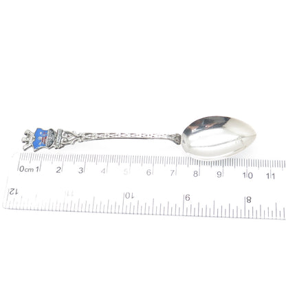 835 Silver Vintage Germany Enamel Bad Nauheim Coat of Arms Coffee Spoon