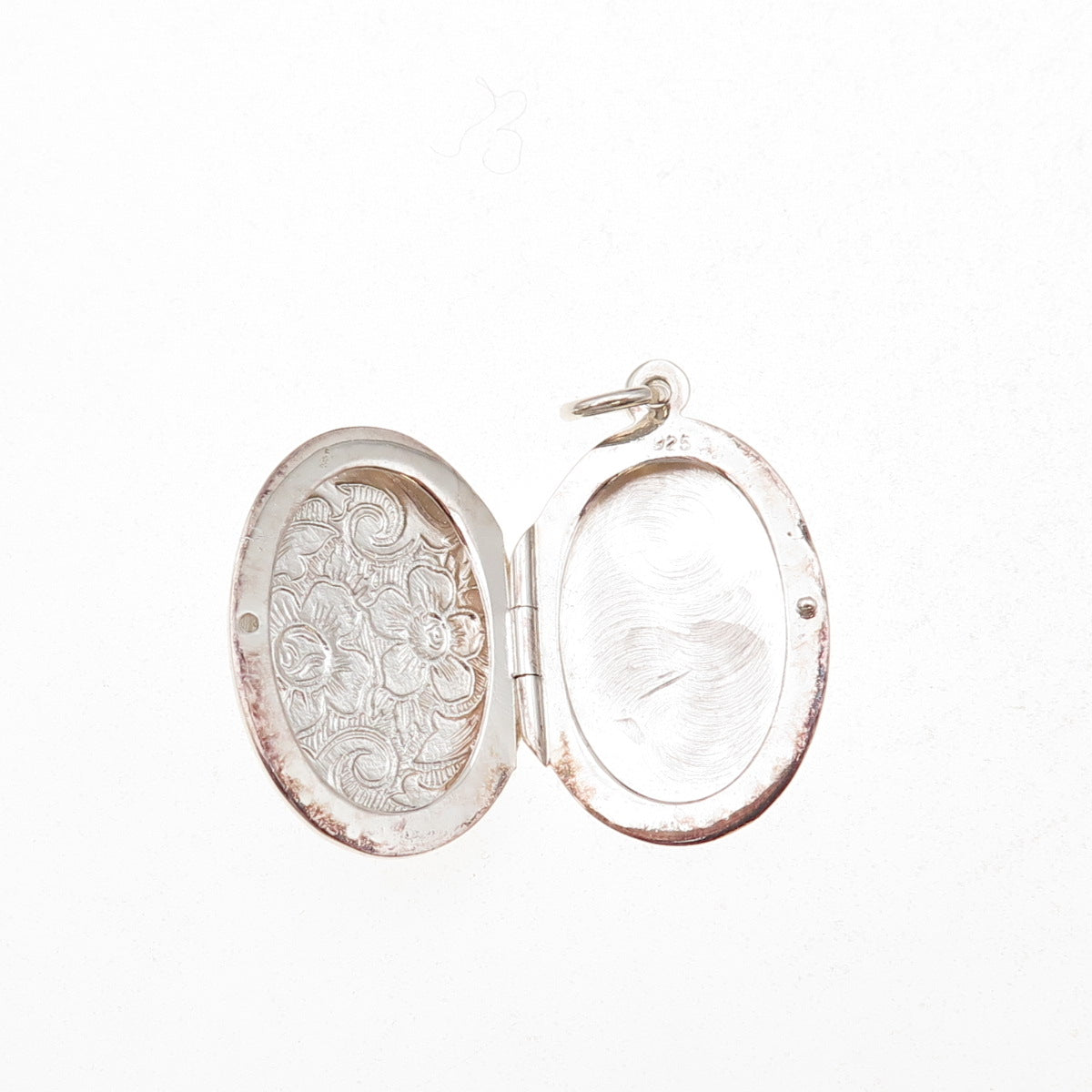 925 Sterling Silver Vintage Engraved Floral Locket Charm Pendant