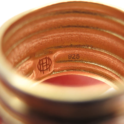 HOLLAND & HOLLAND Sterling Silver Gold Plated Vintage Modernist Ring Size 8.25