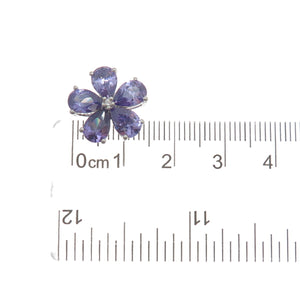 SAMUEL AARON 925 Sterling Silver White & Lavender C Z Flower Slide Pendant