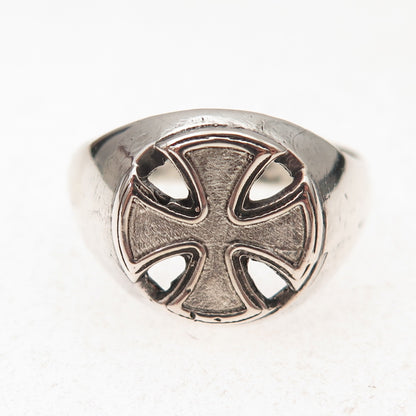 925 Sterling Silver Vintage Matese Cross Oxidized Signet Ring Size 13