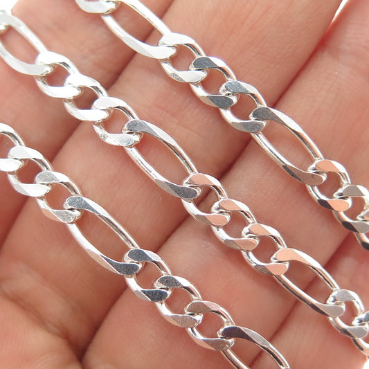 925 Sterling Silver Vintage Italy Figaro Chain Necklace 20"