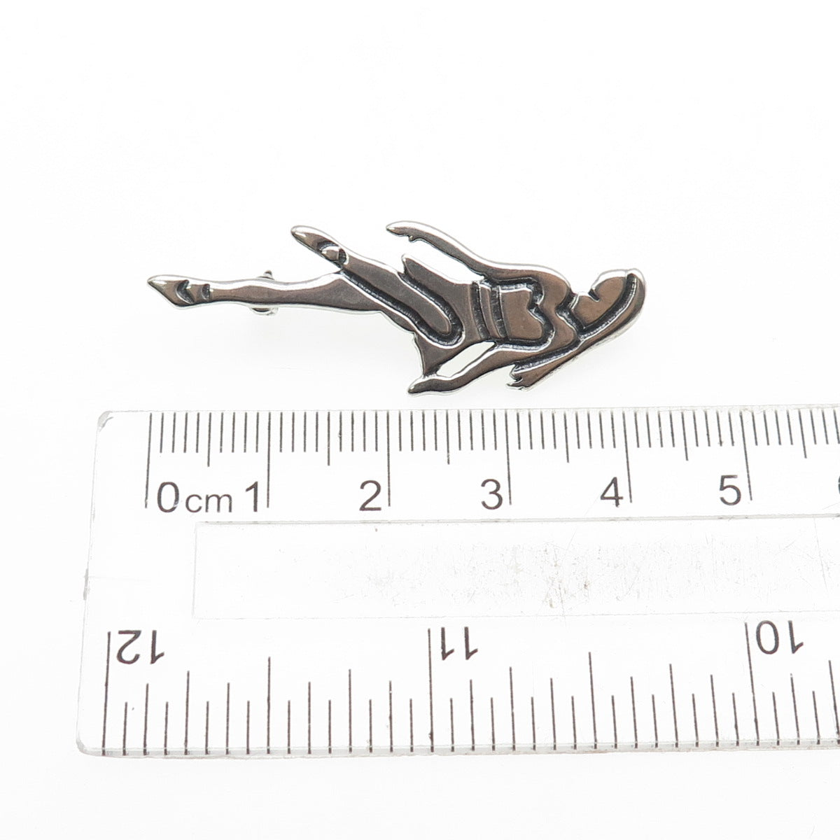 925 Sterling Silver Vintage Ballerina Oxidized Pin Brooch / Pendant