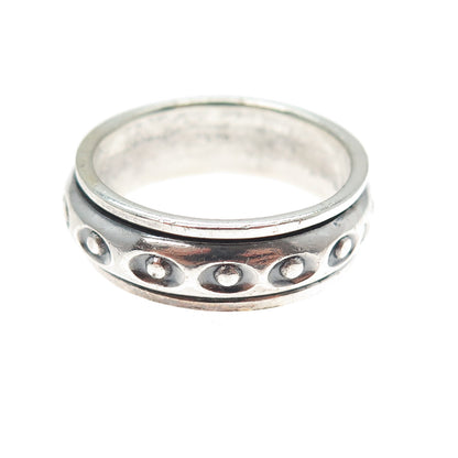 925 Sterling Silver Vintage Evil's Eye Oxidized Rotating Band Ring Size 12